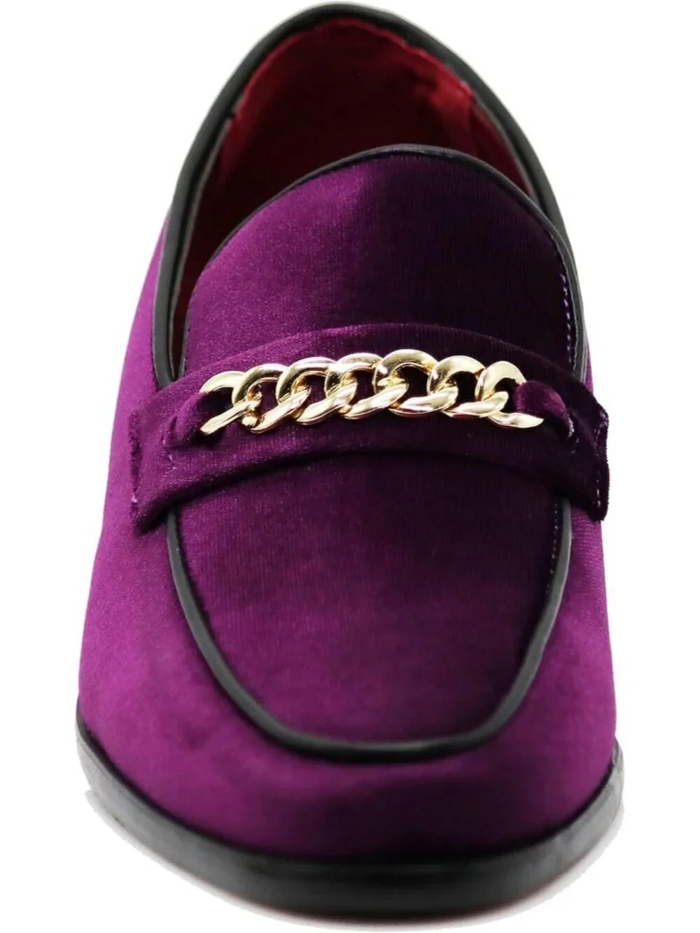 Enzo Romeo Men's Purple Rubber Sole Loafers Chain Buckle Slip On Wedding Shoes